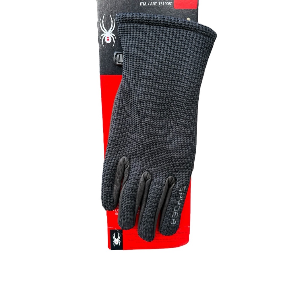 Spyder Black Gloves with Textured Knit Design NWT
